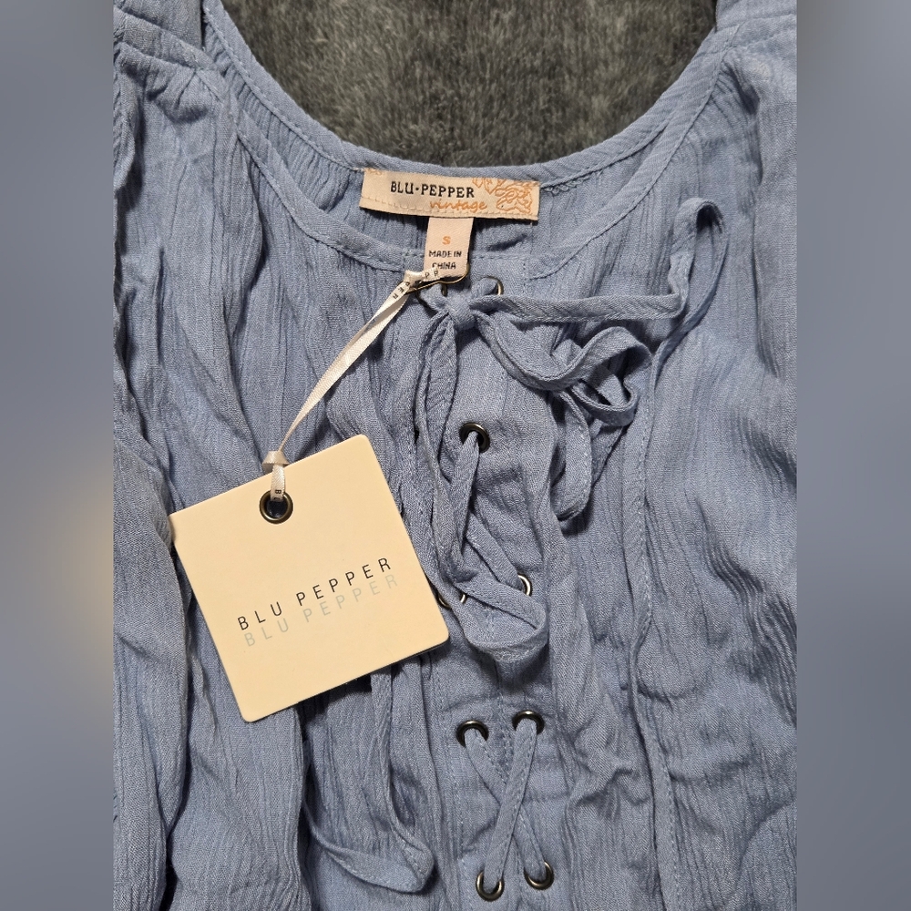 Blu Pepper Light Blue Ruffled Blouse - Picture 2 of 3